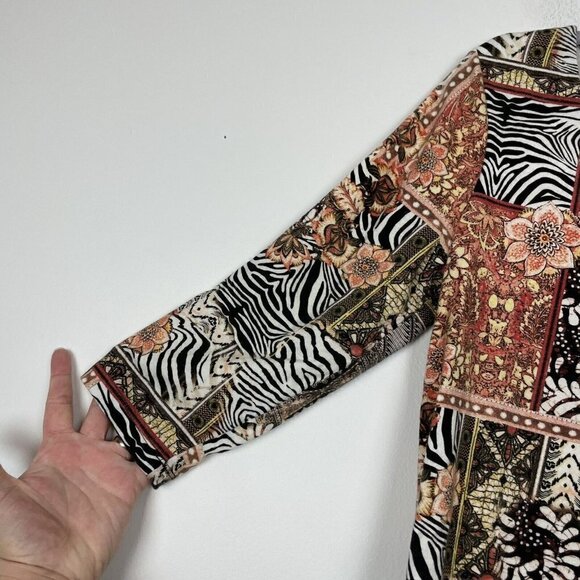 Chicos Multi Colored Square Neck Multi Print Floral Animal Size 1 (medium) - Picture 7 of 8
